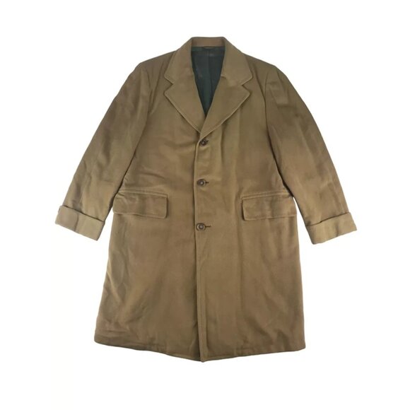 D. Zarne & Co. Mens Brown 100% Cashmere Button‎ Up Overcoat Size 2XL Made in USA - Picture 1 of 11